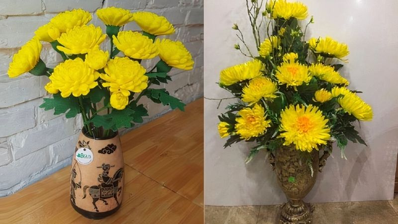 Cắm hoa cúc bàn thờ phật